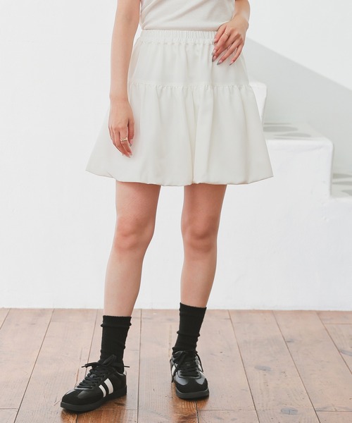 Honeys（ハニーズ）の「ミニバルーンスカート（スカート・レディース・杢グレー/アイボリー/ブラック/ブラウン・L/M/S）」の22枚目の写真