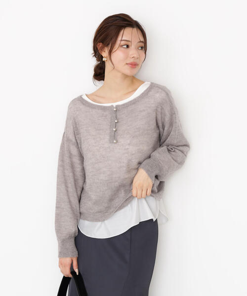 PROPORTION BODY DRESSING（プロポーションボディドレッシング）の「前後２ＷＡＹエアリーウールニット / 1215270917（ニット/セーター・レディース・ピンク/ホワイト系その他/グレー系その他・FREE）」の3枚目の写真