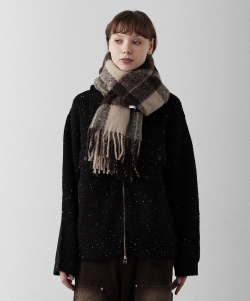 RUUBON（ルーボン）の「【RUUBON】 soft volume check muffler / ソフトボリュームチェックマフラー（マフラー・メンズ・ブラウン/ベージュ・FREE）」の14枚目の写真