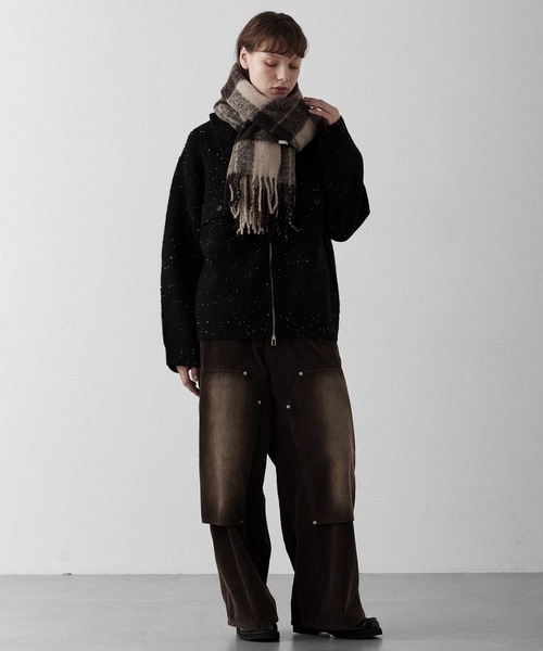 RUUBON（ルーボン）の「【RUUBON】 soft volume check muffler / ソフトボリュームチェックマフラー（マフラー・メンズ・ブラウン/ベージュ・FREE）」の17枚目の写真