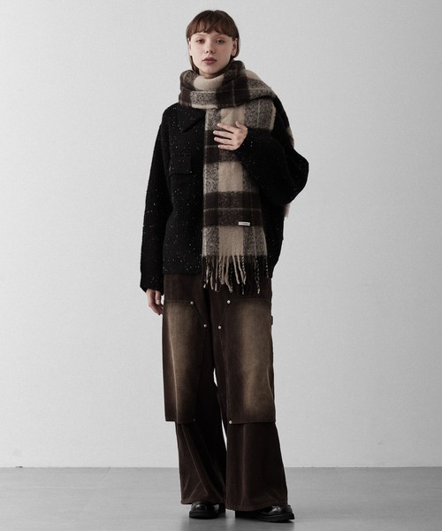 RUUBON（ルーボン）の「【RUUBON】 soft volume check muffler / ソフトボリュームチェックマフラー（マフラー・メンズ・ブラウン/ベージュ・FREE）」の20枚目の写真