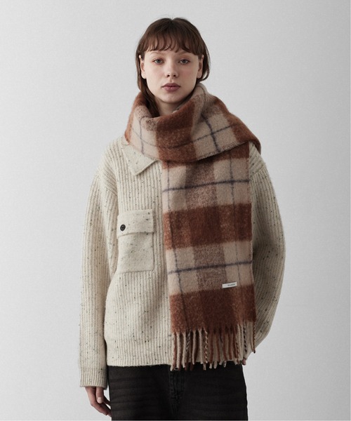 RUUBON（ルーボン）の「【RUUBON】 soft volume check muffler / ソフトボリュームチェックマフラー（マフラー・メンズ・ブラウン/ベージュ・FREE）」の22枚目の写真