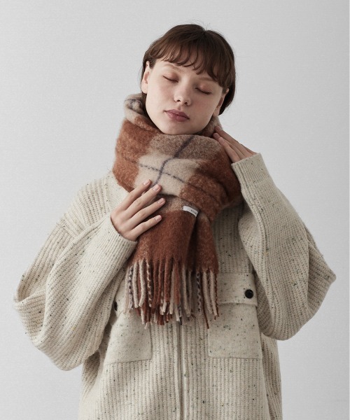 RUUBON（ルーボン）の「【RUUBON】 soft volume check muffler / ソフトボリュームチェックマフラー（マフラー・メンズ・ブラウン/ベージュ・FREE）」の21枚目の写真