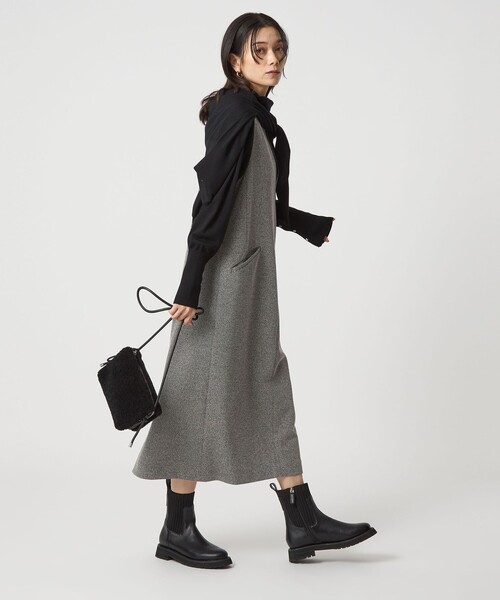 セール】［size SHORTあり］カルゼ キーネック ジャンパースカート