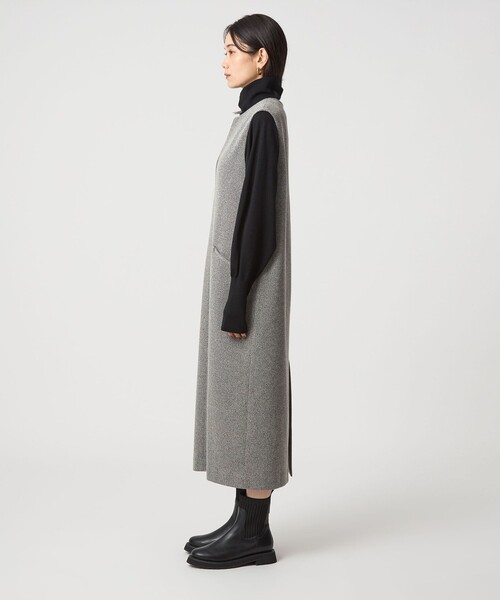 green label relaxing（グリーンレーベルリラクシング）の「［size SHORTあり］カルゼ キーネック ジャンパースカート（ジャンパースカート・レディース・グレー/ブラック/ブラウン・SHORT/FREE）」の7枚目の写真