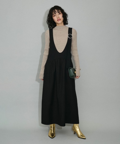 ADAM ET ROPE'（アダムエロペ）の「【WEB限定】ディープネックAラインワンピース（ワンピース・レディース・チャコールグレー/ブラック系その他/ブラウン系その他・36/38）」の10枚目の写真