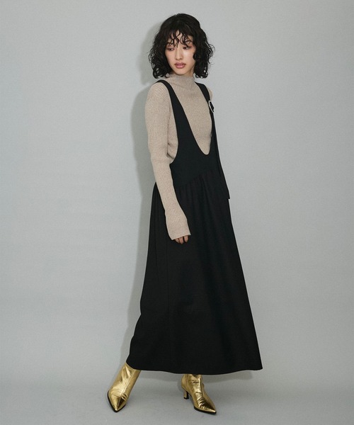 WEB限定】ディープネックAラインワンピース（ワンピース）｜ADAM ET