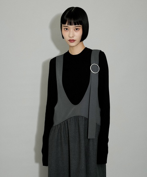 アダムエロペ ディープネックAラインワンピース ADAM ET ROPÉ FEMME(アダム エ ロペ ファム) / 【WEB限定