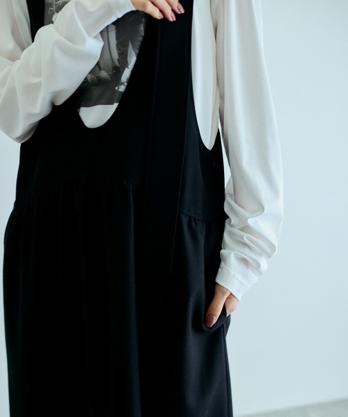 ADAM ET ROPE'（アダムエロペ）の「【WEB限定】ディープネックAラインワンピース（ワンピース・レディース・チャコールグレー/ブラック系その他/ブラウン系その他・36/38）」の18枚目の写真