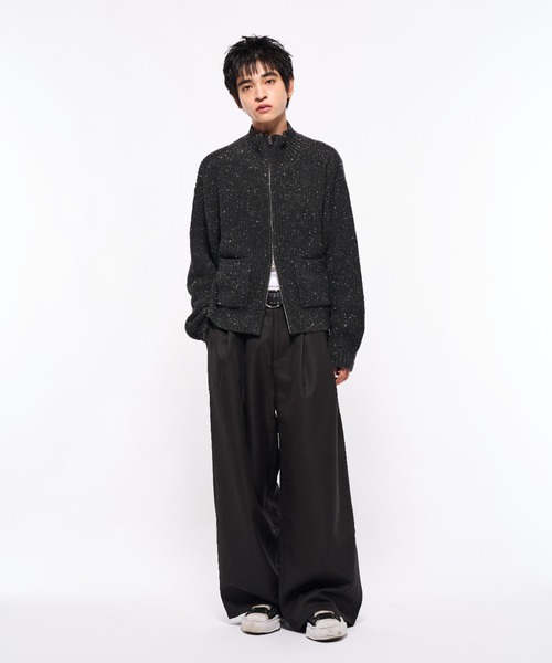 パンツ 2tuck black linen slacks pants 2tuck wide slacks pants / black（2タックワイドスラックス