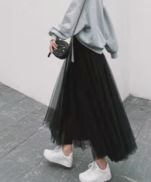 cammie(キャミー)の「チュールフレアスカート(スカート・レディース・ブラック/アイボリー・L/M)」の9枚目の写真