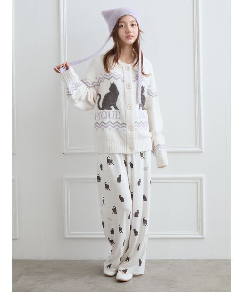 CAT総柄ロングパンツ（ルームウェア/パジャマ）｜gelato pique