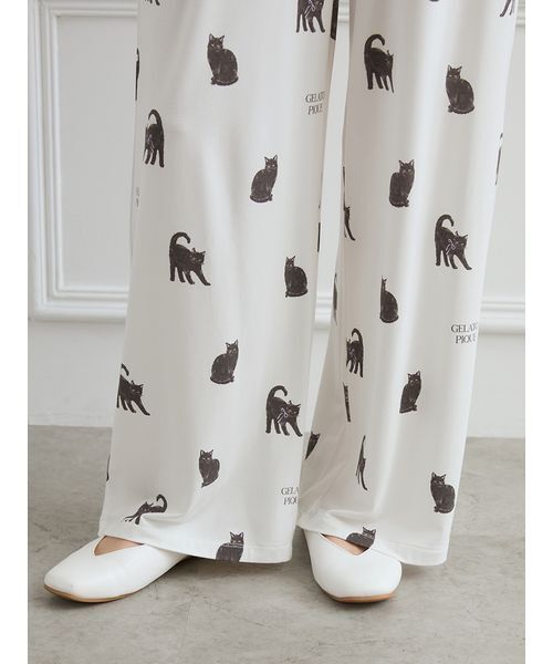 CAT総柄ロングパンツ（ルームウェア/パジャマ）｜gelato pique