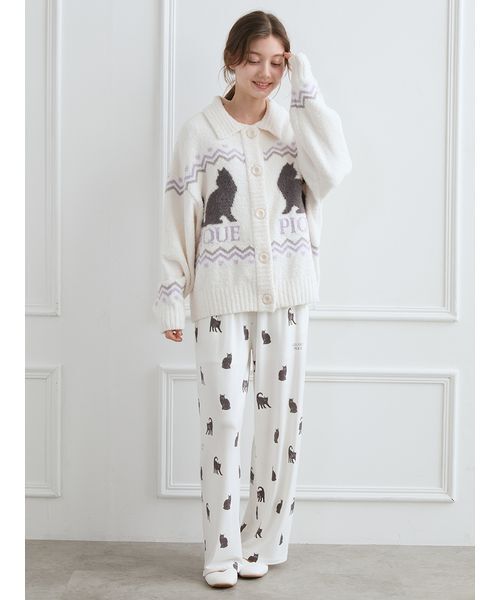 CAT総柄ロングパンツ（ルームウェア/パジャマ）｜gelato pique