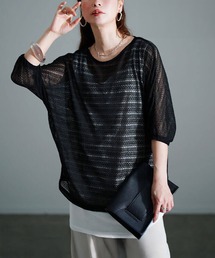 GOLDJAPAN（ゴールドジャパン）の「レース編みドルマン＆タンクトップ2点セット【大きいサイズ対応】（Tシャツ/カットソー）」