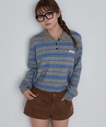 RAY CASSIN | ボーダーポロ襟ニット(ニット/セーター)