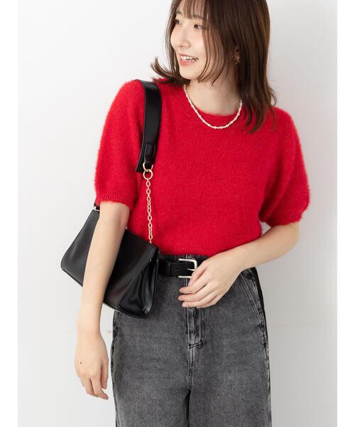 Te chichi TERRASSE（テチチテラス）の「ラメシャギーハーフスリーブニット（ニット/セーター・レディース・グレー/ブルー/チャコールグレー/レッド・F）」の16枚目の写真