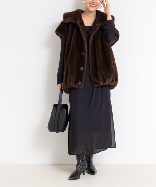 Rie Miller(リエミラー)の「カフタンシフォンワンピース(ワンピース・レディース・ブラウン系その他/ブラック・38)」の2枚目の写真