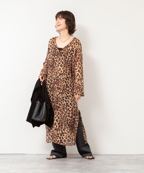 Rie Miller(リエミラー)の「カフタンシフォンワンピース(ワンピース・レディース・ブラウン系その他/ブラック・38)」の4枚目の写真