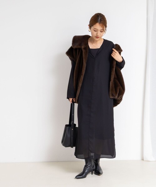 Rie Miller(リエミラー)の「カフタンシフォンワンピース(ワンピース・レディース・ブラウン系その他/ブラック・38)」の13枚目の写真