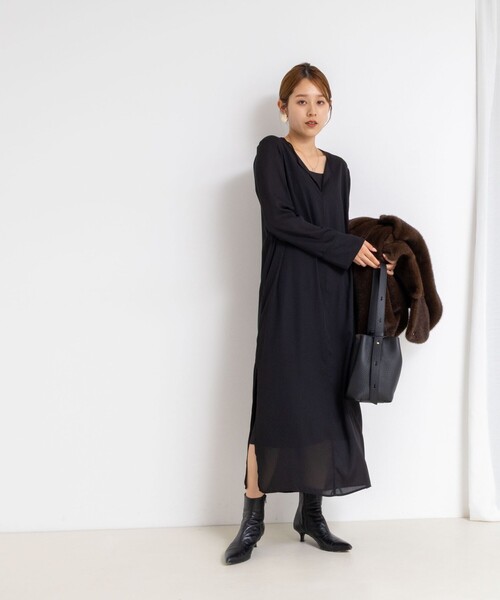 Rie Miller(リエミラー)の「カフタンシフォンワンピース(ワンピース・レディース・ブラウン系その他/ブラック・38)」の15枚目の写真