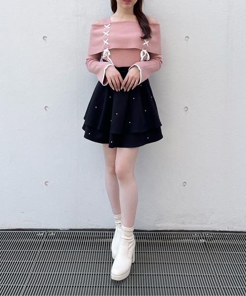 one way（ワンウェイ）の「レーシングオフショルニット（ニット/セーター・レディース・ベージュ/ホワイト/ピンク/グレー/ピンクベージュ・FREE）」の8枚目の写真