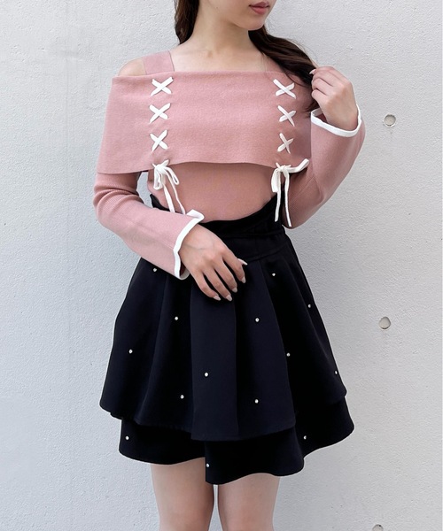 one way（ワンウェイ）の「レーシングオフショルニット（ニット/セーター・レディース・ベージュ/ホワイト/ピンク/グレー/ピンクベージュ・FREE）」の6枚目の写真