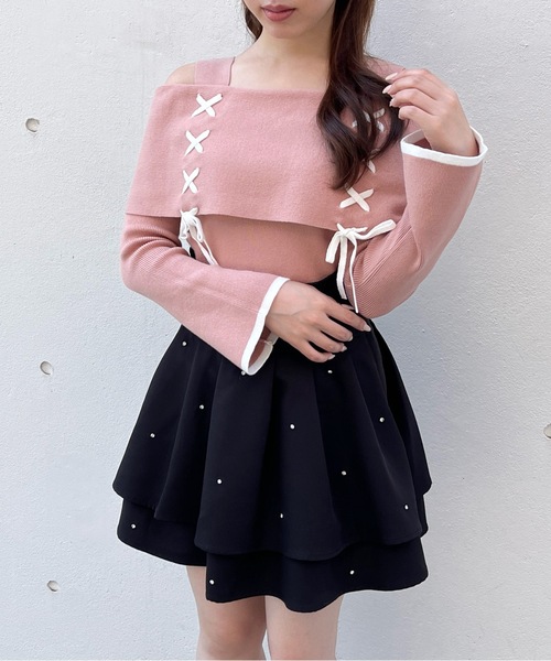 one way（ワンウェイ）の「レーシングオフショルニット（ニット/セーター・レディース・ベージュ/ホワイト/ピンク/グレー/ピンクベージュ・FREE）」の7枚目の写真