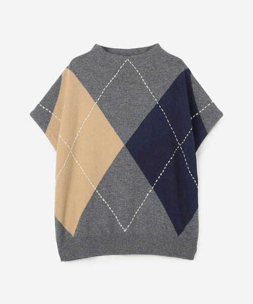 ADAWAS（アダワズ）の「ADAWAS | ボトルネック アーガイルベスト WOMEN（ベスト・レディース・ブルー系その他/グレー系その他・ONE）」の2枚目の写真