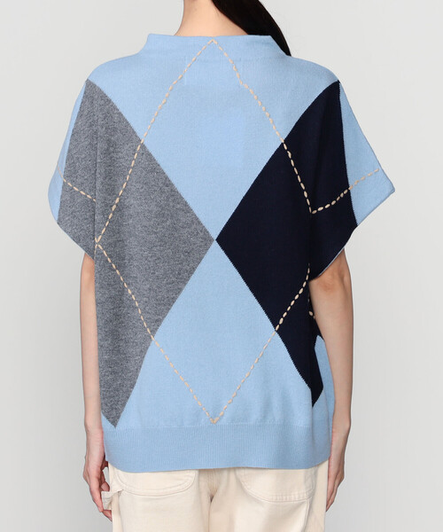 ADAWAS（アダワズ）の「ADAWAS | ボトルネック アーガイルベスト WOMEN（ベスト・レディース・ブルー系その他/グレー系その他・ONE）」の6枚目の写真