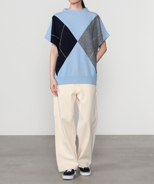 ADAWAS（アダワズ）の「ADAWAS | ボトルネック アーガイルベスト WOMEN（ベスト・レディース・ブルー系その他/グレー系その他・ONE）」の3枚目の写真