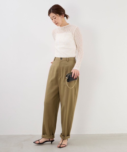 MICA&DEAL（マイカ＆ディール）の「レースボトルネックプルオーバー（Tシャツ/カットソー・レディース・オフホワイト/ブラック・FREE）」の4枚目の写真