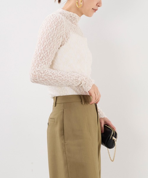 MICA&DEAL（マイカ＆ディール）の「レースボトルネックプルオーバー（Tシャツ/カットソー・レディース・オフホワイト/ブラック・FREE）」の7枚目の写真