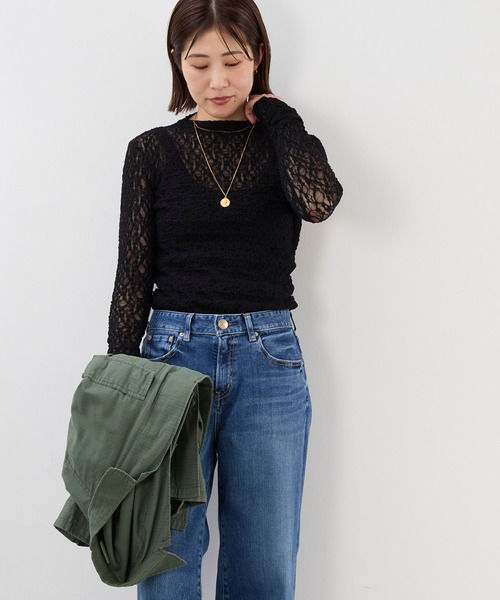 MICA&DEAL（マイカ＆ディール）の「レースボトルネックプルオーバー（Tシャツ/カットソー・レディース・オフホワイト/ブラック・FREE）」の15枚目の写真