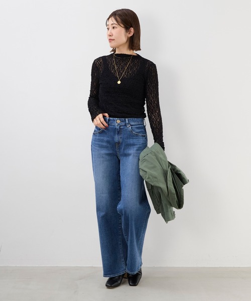 MICA&DEAL（マイカ＆ディール）の「レースボトルネックプルオーバー（Tシャツ/カットソー・レディース・オフホワイト/ブラック・FREE）」の17枚目の写真