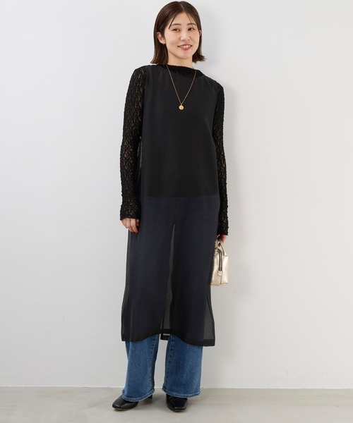 MICA&DEAL（マイカ＆ディール）の「レースボトルネックプルオーバー（Tシャツ/カットソー・レディース・オフホワイト/ブラック・FREE）」の20枚目の写真