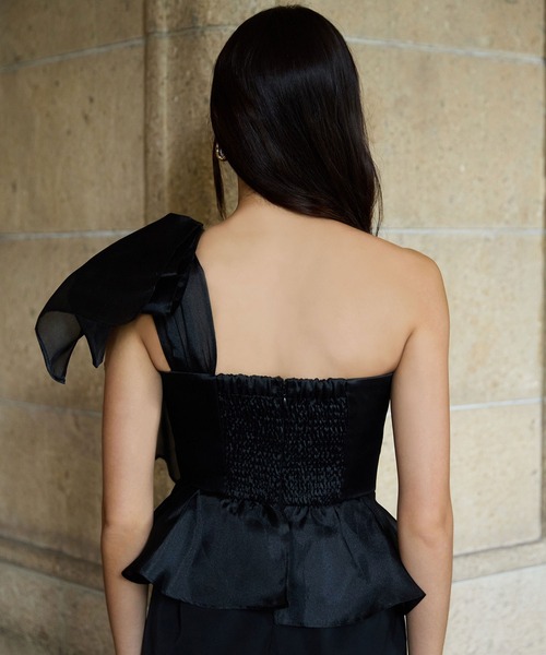 セール】ビッグリボンペプラムオールインワン（つなぎ/オールインワン