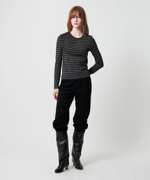 ATTISESSION | ＜ATTISESSION＞シャーリング ボーダー プルオーバー トップス(Tシャツ/カットソー)