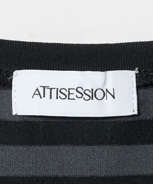 ATTISESSION(アティセッション)の「<ATTISESSION>シャーリング ボーダー プルオーバー トップス(Tシャツ/カットソー・レディース・レッド/ダークグレー・FREE)」の16枚目の写真