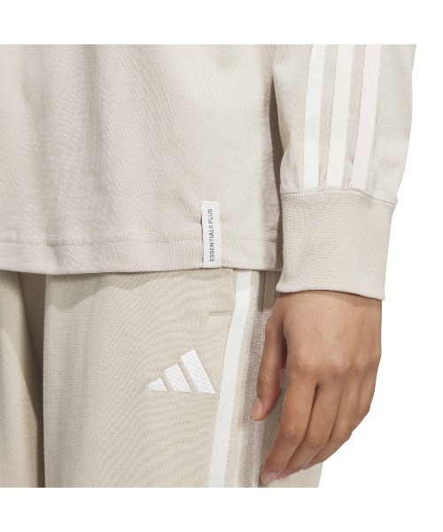 adidas（アディダス）の「アディダス adidas エッセンシャルズ プラス スリーストライプス 長袖Tシャツ（Tシャツ/カットソー・レディース・ネイビー/サンドグレー・M/L/S）」の6枚目の写真