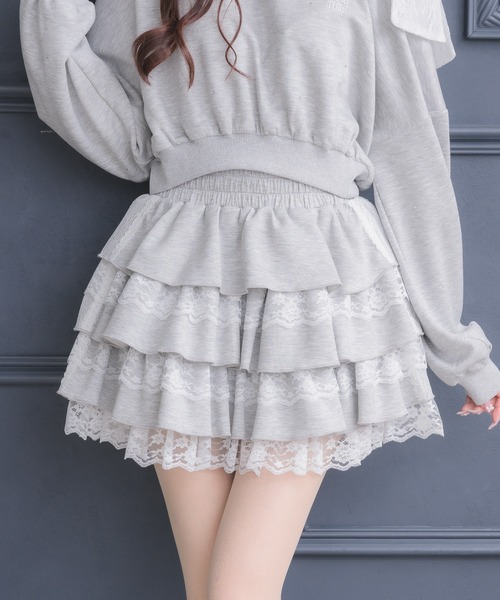 couture BY ROJITA(クチュールバイロジータ)の「【セットアップ対応】スウェットティアードミニスカパン(スカート・レディース・ホワイト/ブラック/グレー/ブラック系その他・FREE)」の4枚目の写真