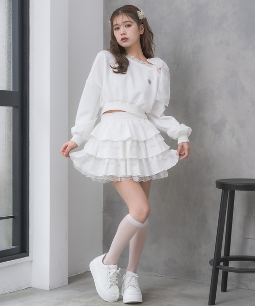 couture BY ROJITA(クチュールバイロジータ)の「【セットアップ対応】スウェットティアードミニスカパン(スカート・レディース・ホワイト/ブラック/グレー/ブラック系その他・FREE)」の8枚目の写真
