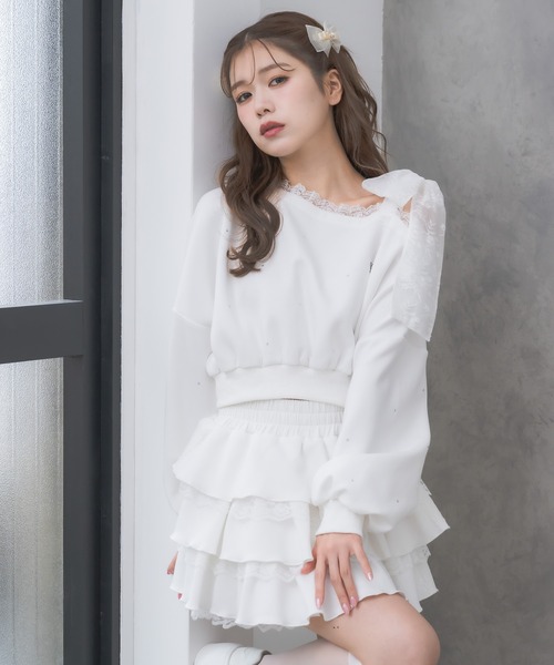 couture BY ROJITA(クチュールバイロジータ)の「【セットアップ対応】スウェットティアードミニスカパン(スカート・レディース・ホワイト/ブラック/グレー/ブラック系その他・FREE)」の9枚目の写真