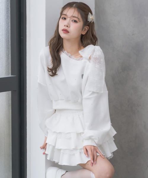 couture BY ROJITA(クチュールバイロジータ)の「【セットアップ対応】スウェットティアードミニスカパン(スカート・レディース・ホワイト/ブラック/グレー/ブラック系その他・FREE)」の11枚目の写真