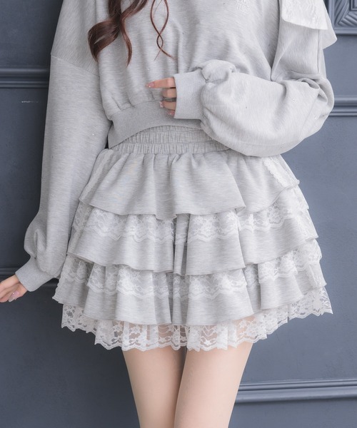 couture BY ROJITA(クチュールバイロジータ)の「【セットアップ対応】スウェットティアードミニスカパン(スカート・レディース・ホワイト/ブラック/グレー/ブラック系その他・FREE)」の13枚目の写真