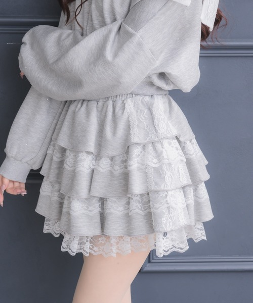 couture BY ROJITA(クチュールバイロジータ)の「【セットアップ対応】スウェットティアードミニスカパン(スカート・レディース・ホワイト/ブラック/グレー/ブラック系その他・FREE)」の15枚目の写真