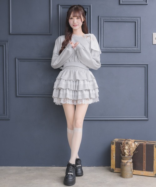 couture BY ROJITA(クチュールバイロジータ)の「【セットアップ対応】スウェットティアードミニスカパン(スカート・レディース・ホワイト/ブラック/グレー/ブラック系その他・FREE)」の16枚目の写真