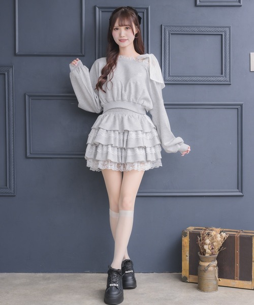couture BY ROJITA(クチュールバイロジータ)の「【セットアップ対応】スウェットティアードミニスカパン(スカート・レディース・ホワイト/ブラック/グレー/ブラック系その他・FREE)」の17枚目の写真