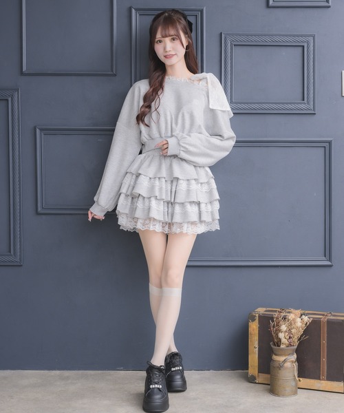 couture BY ROJITA(クチュールバイロジータ)の「【セットアップ対応】スウェットティアードミニスカパン(スカート・レディース・ホワイト/ブラック/グレー/ブラック系その他・FREE)」の18枚目の写真