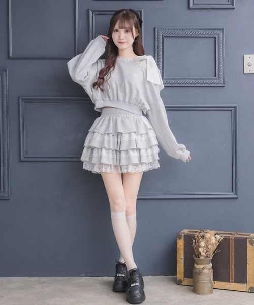couture BY ROJITA(クチュールバイロジータ)の「【セットアップ対応】スウェットティアードミニスカパン(スカート・レディース・ホワイト/ブラック/グレー/ブラック系その他・FREE)」の19枚目の写真
